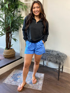 Julian Blue Side Slit Cotton Shorts - MK Threads Boutique