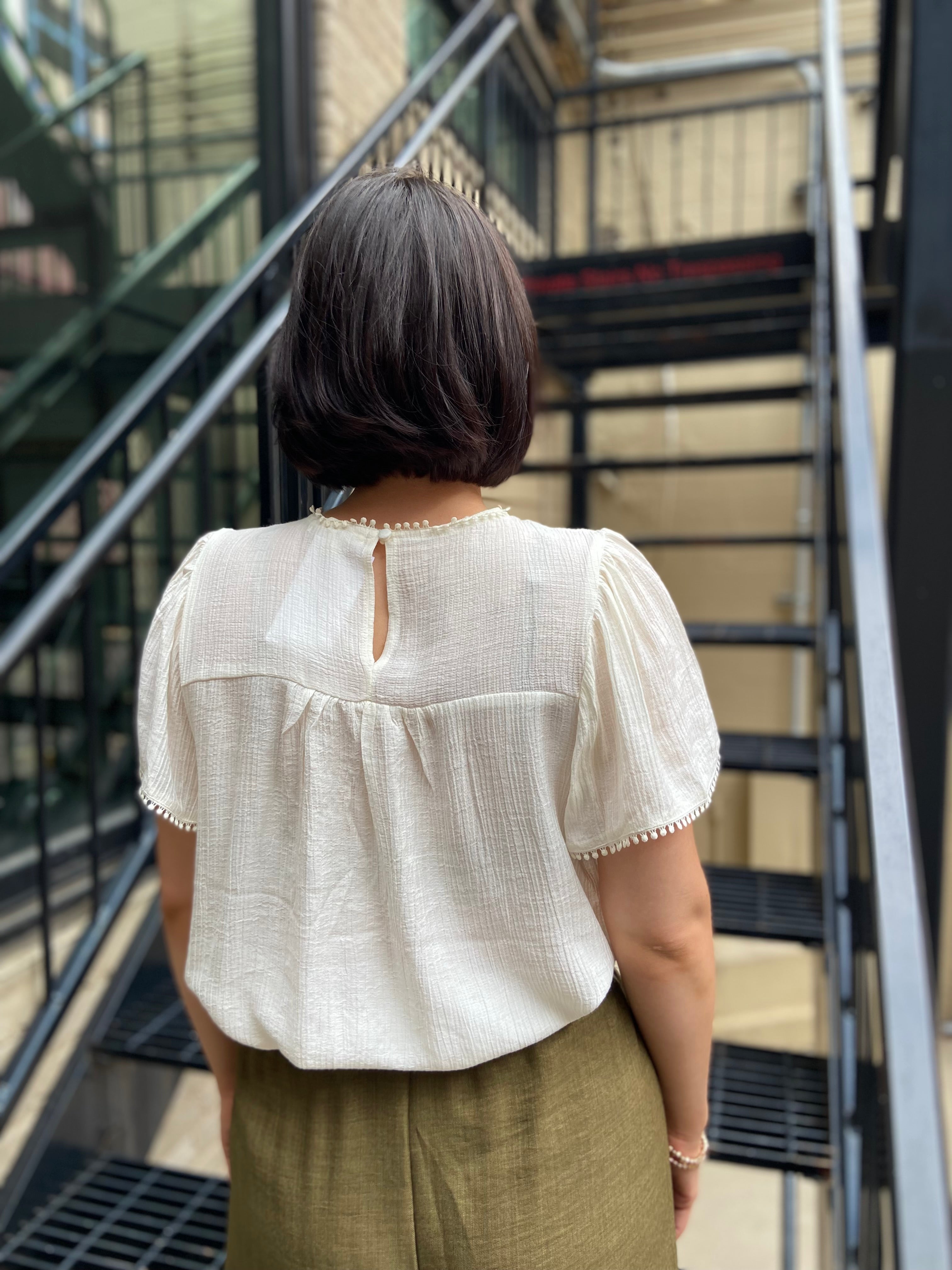 Fallon Ivory Sheer Lace Blouse