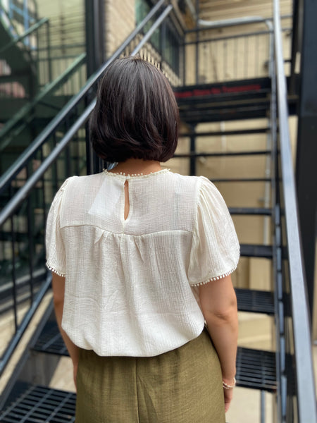 Fallon Ivory Sheer Lace Blouse