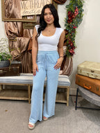Wayne Light Blue Wide Leg Sweat Pants
