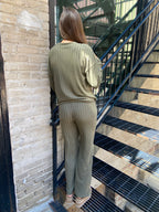 Khloe Olive Green Ribbed Sweater Set