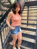 Lowen Sneak Peek Mid Rise Jean Shorts