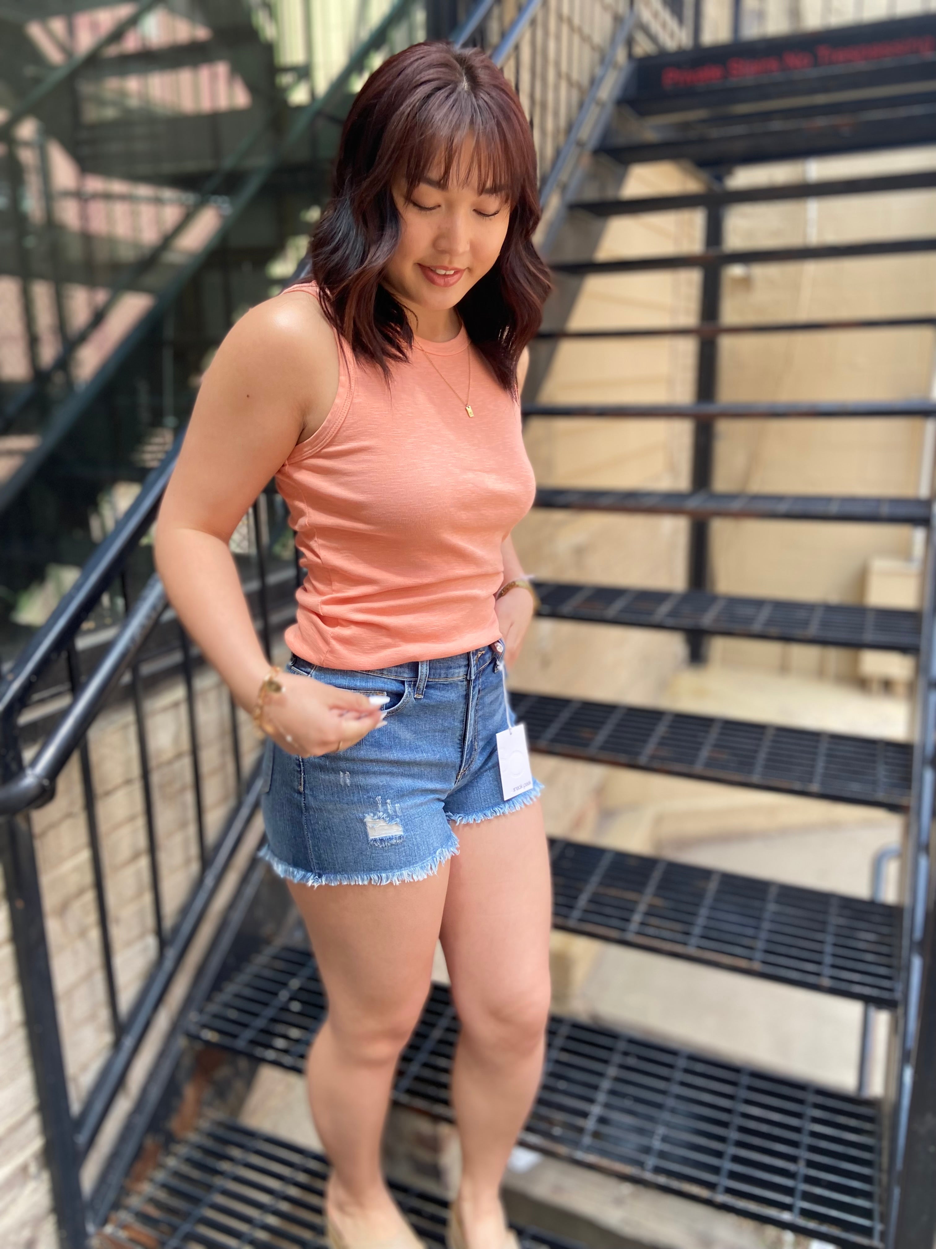 Lowen Sneak Peek Mid Rise Jean Shorts
