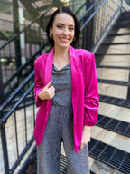 Finley Hot Pink Velvet Blazer Jacket