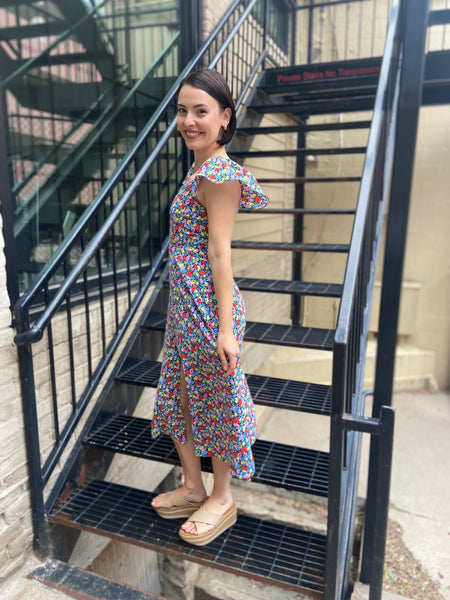 Leilani Black Short Sleeve Midi Dress