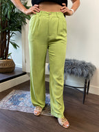 Savy Light Green Linen Blend Trouser Pants - MK Threads Boutique