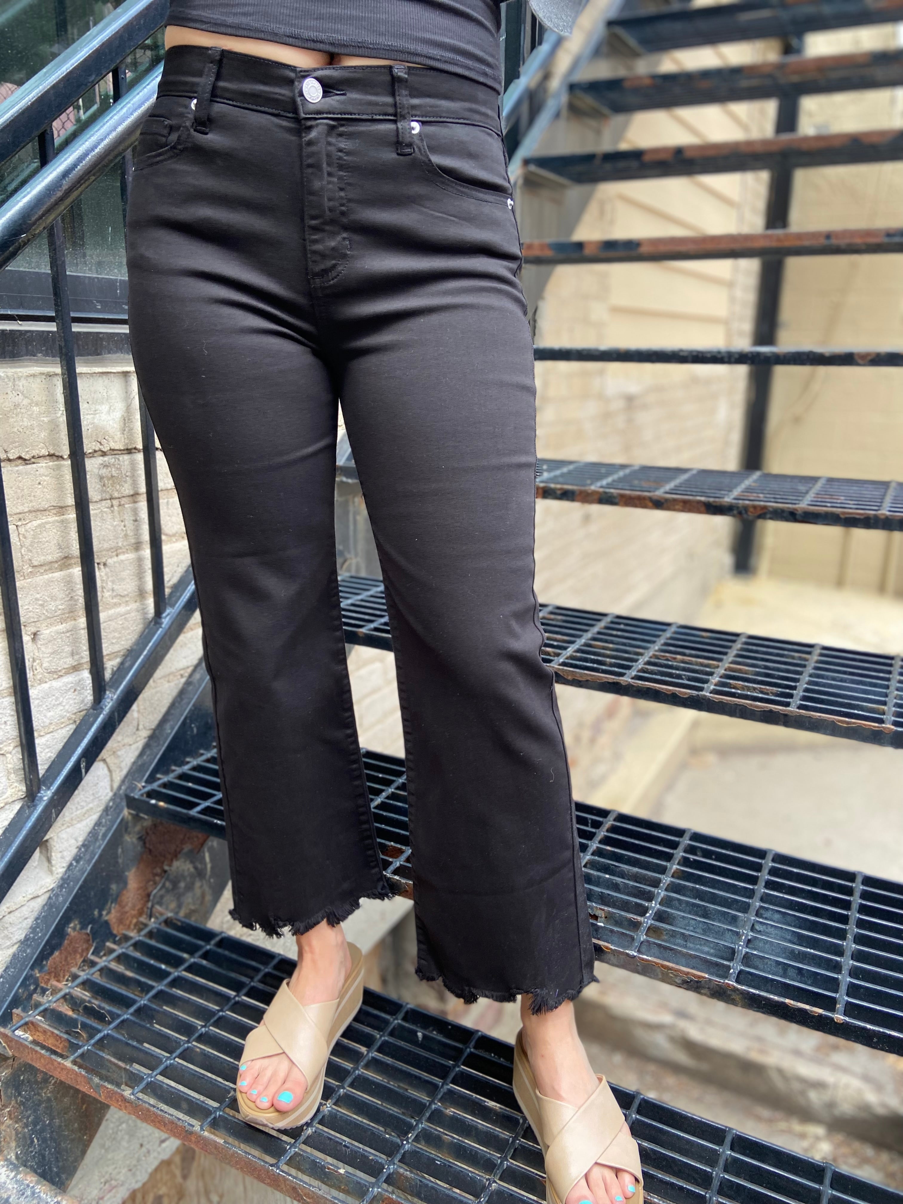 Vallie Black Mid Rise Cropped Sneak Peek Jeans