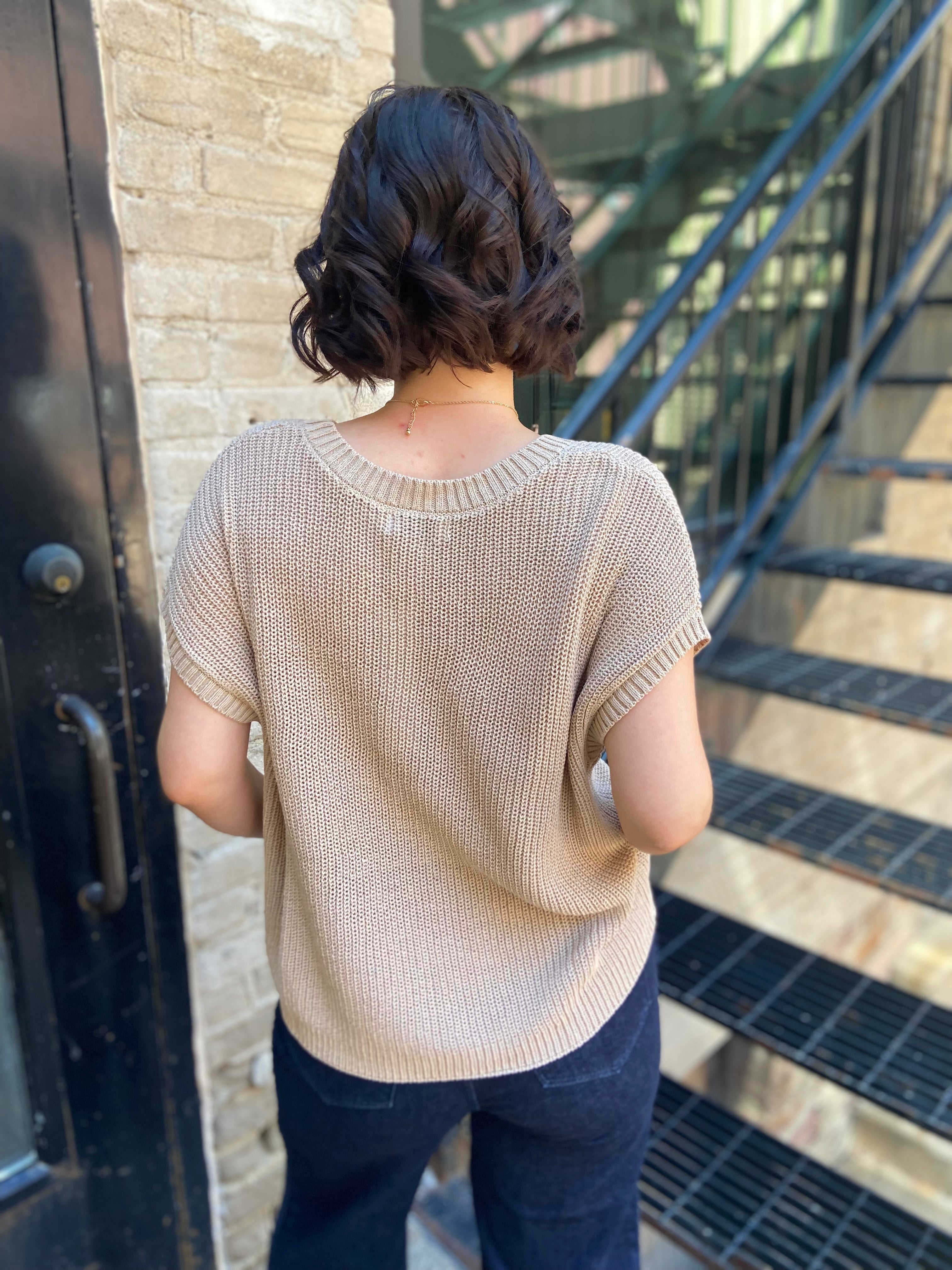 Sofee Taupe Short Sleeve Top