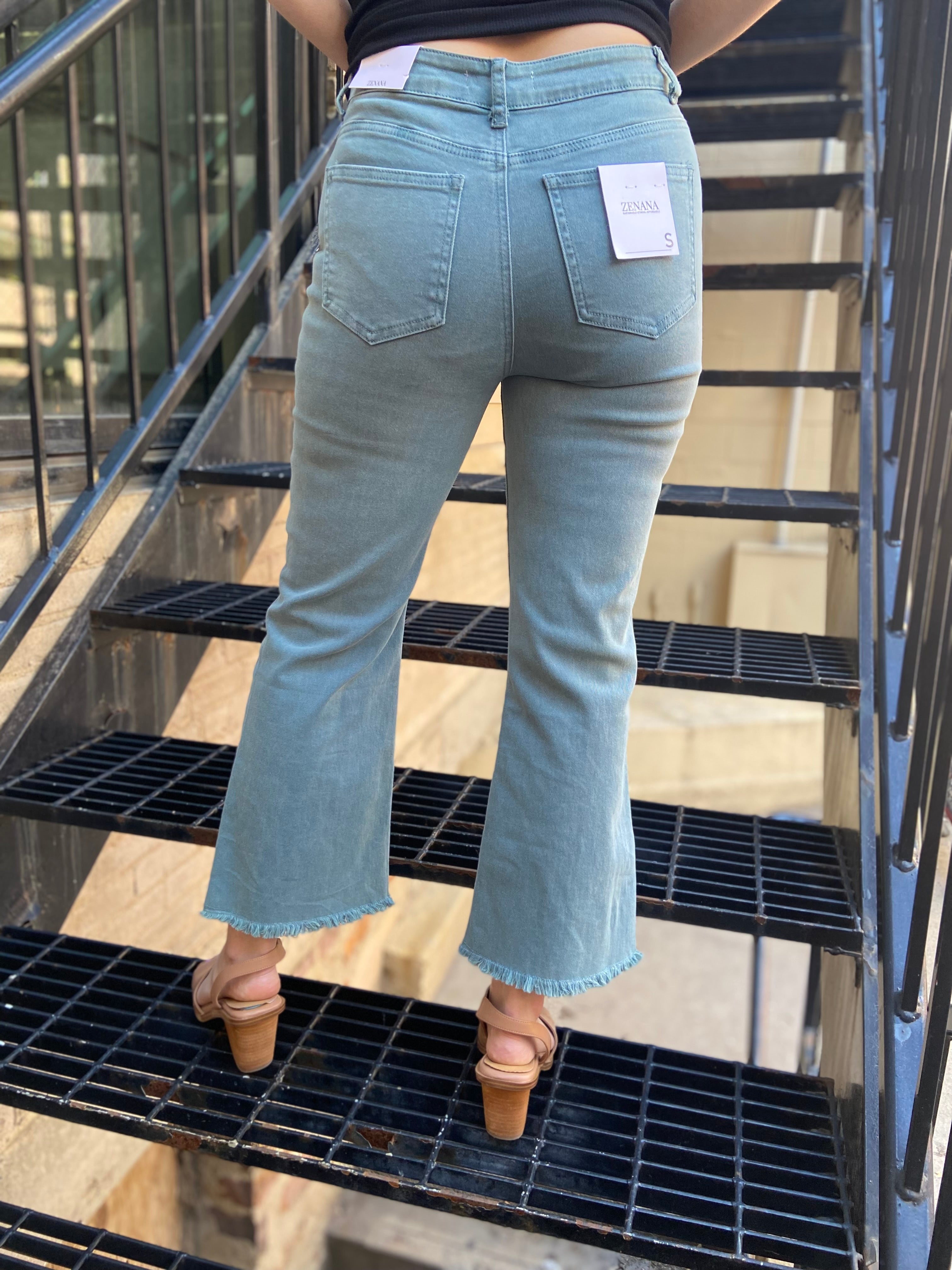 Carrie Teal High Waisted Bootcut Zenana Jeans - MK Threads Boutique
