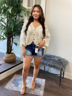 Leona Dark Wash Frayed Denim Shorts - MK Threads Boutique