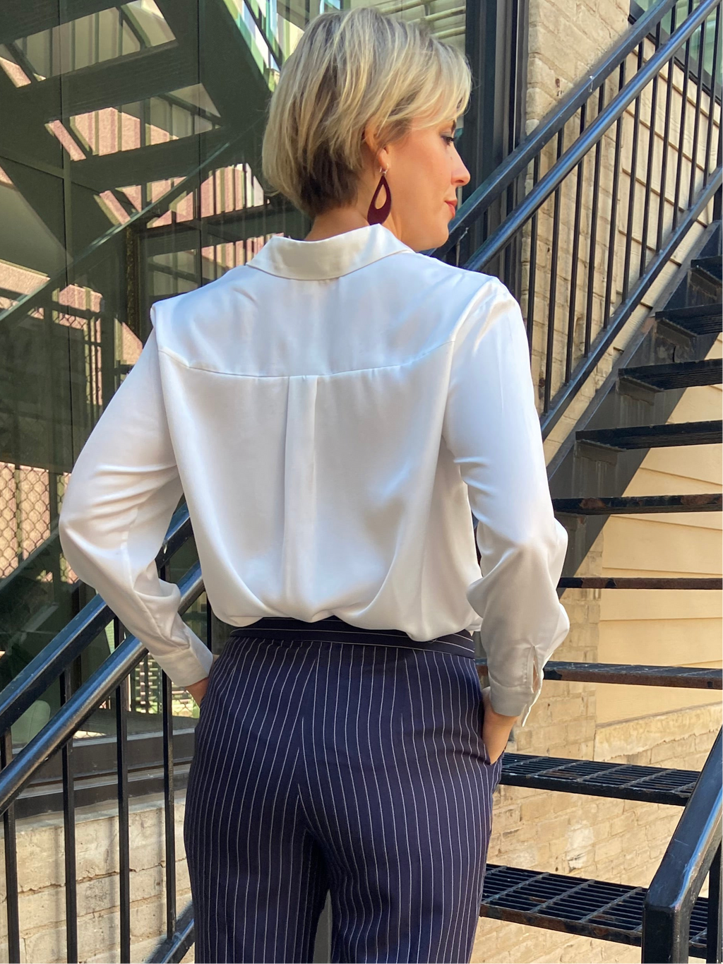 Alexi Off White Silk Button up