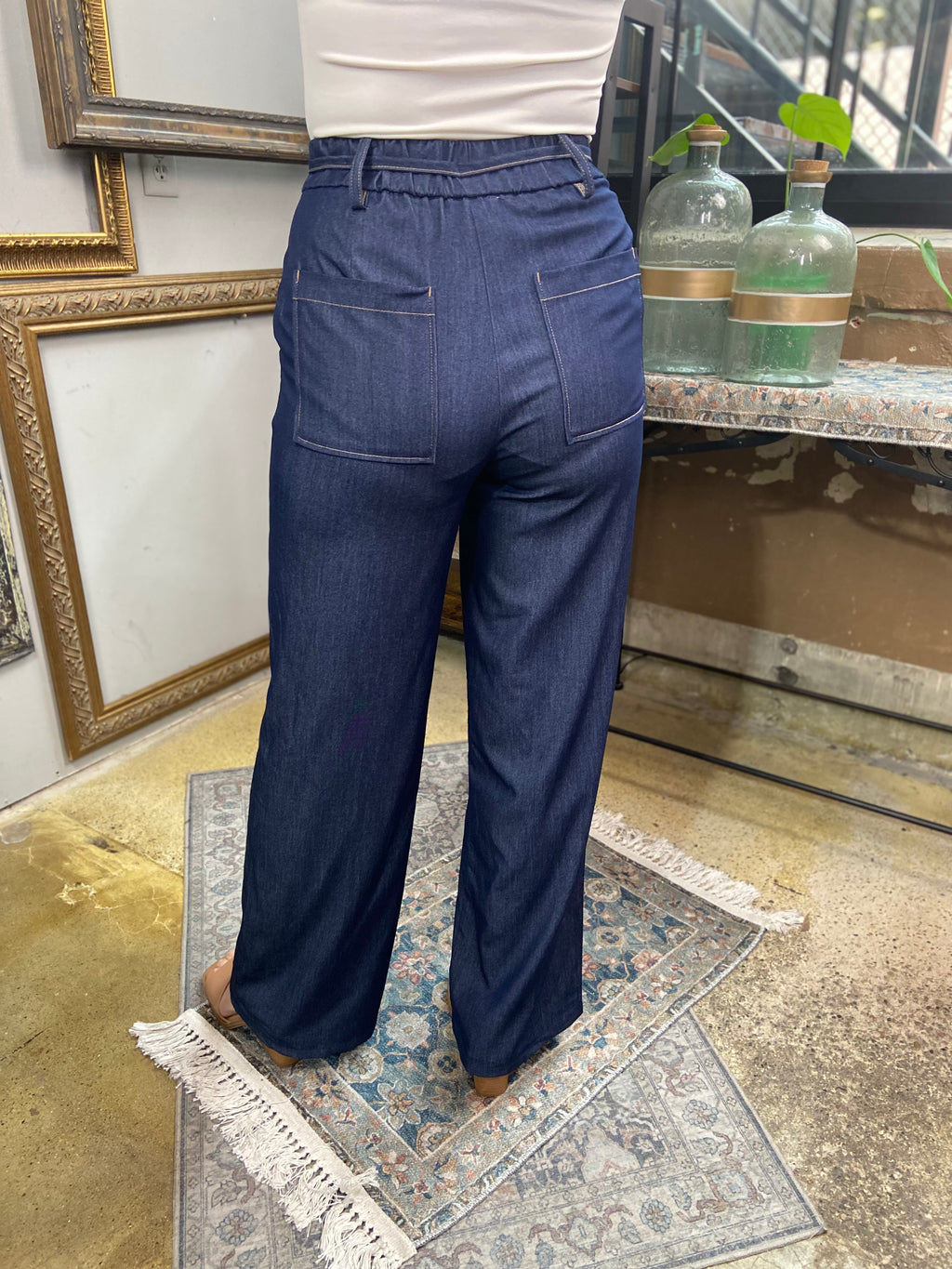 Felix Denim High Waisted Drawstring Pants - MK Threads Boutique