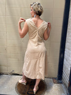 Theo Beige V Neck Striped Midi Dress - MK Threads Boutique