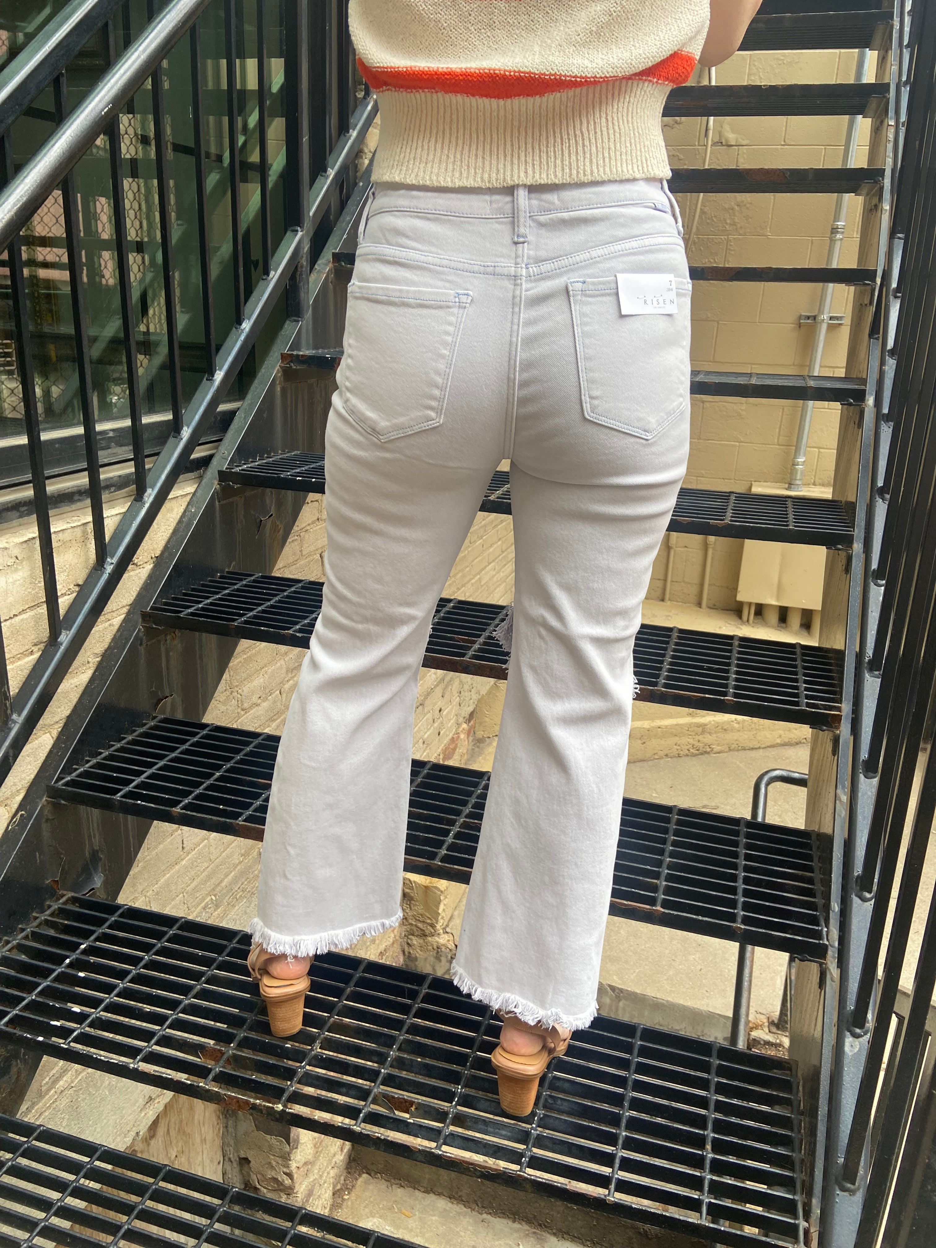 Ellie Blue High Waisted Ripped Cropped Risen Jeans