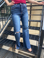 Courtney Dark Wash Flared Risen Jeans - MK Threads Boutique