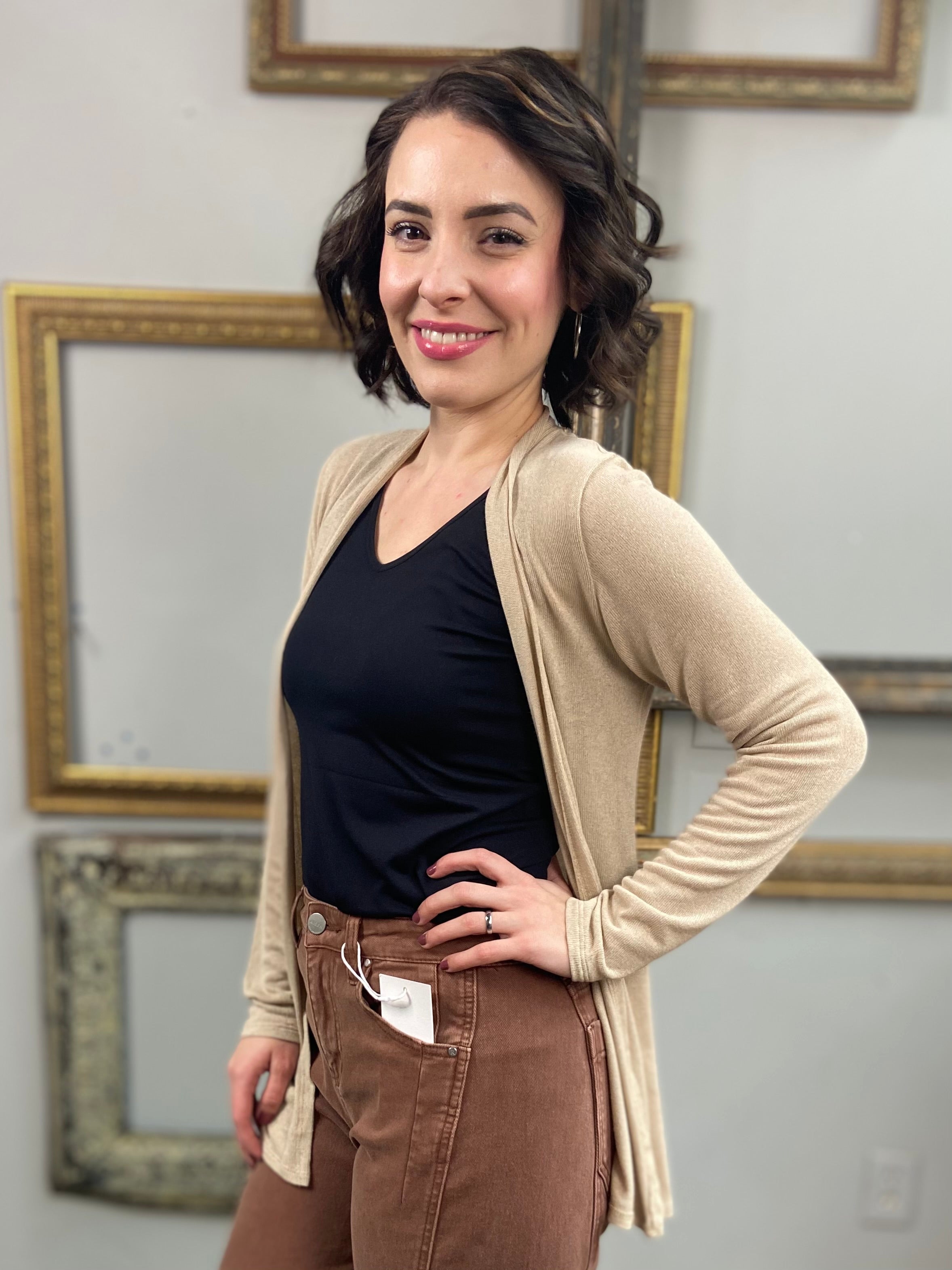 Blake Taupe Knit Sheer Cardigan - MK Threads Boutique