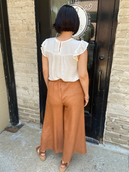 Cora Rust Cropped Tie Pants