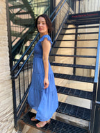 Stella Blue Smocked Tiered Midi Dress - MK Threads Boutique