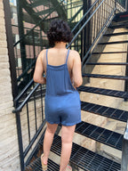 Kate Dusty Blue Short Tie Romper
