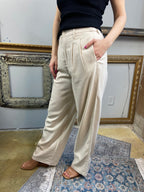 Sammi Taupe High Waisted Baggy Linen Pants - MK Threads Boutique