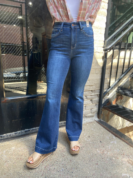 Jolie Judy Blue Wide Hem Flare Jeans