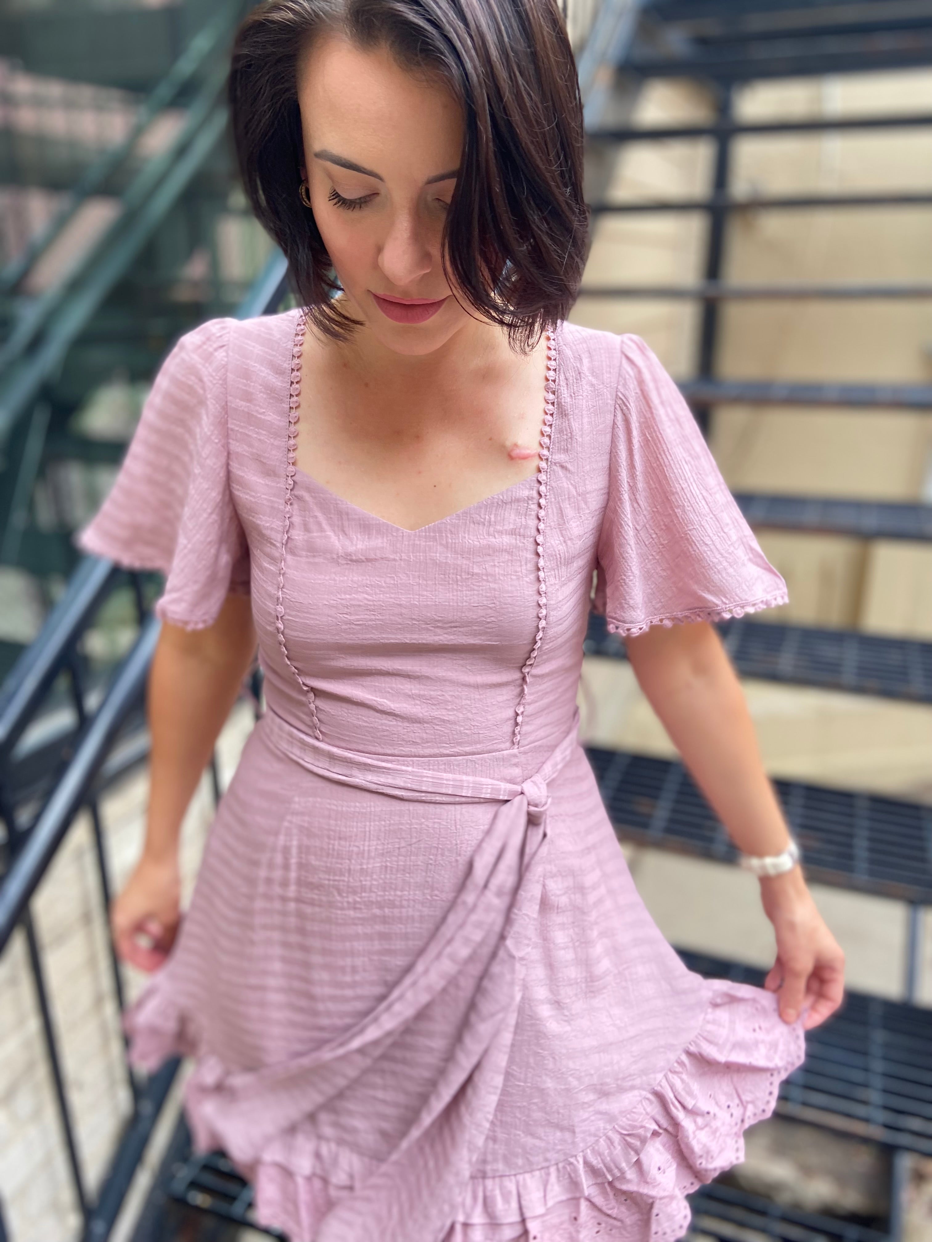 Maya Dusty Pink Detail Mini Dress