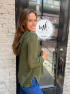 Bianca Olive Crochet Hoodie Sweater Top