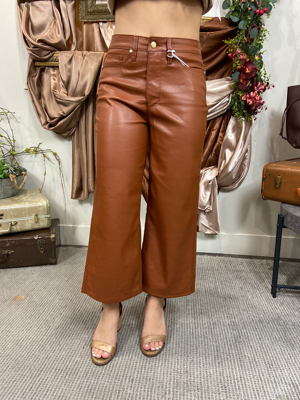 Cami Camel Faux Leather Judy Blue Pants