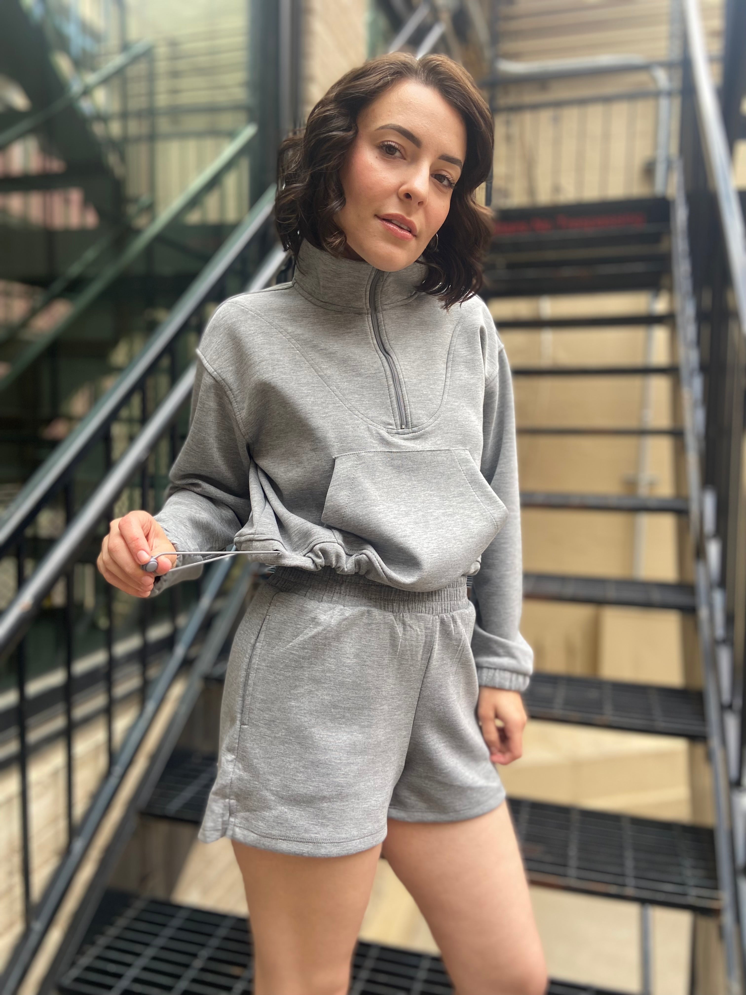 Sam Charcoal Gray Half Zip & Shorts Set - MK Threads Boutique