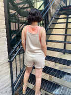 Kate Sand Beige Short Tie Romper