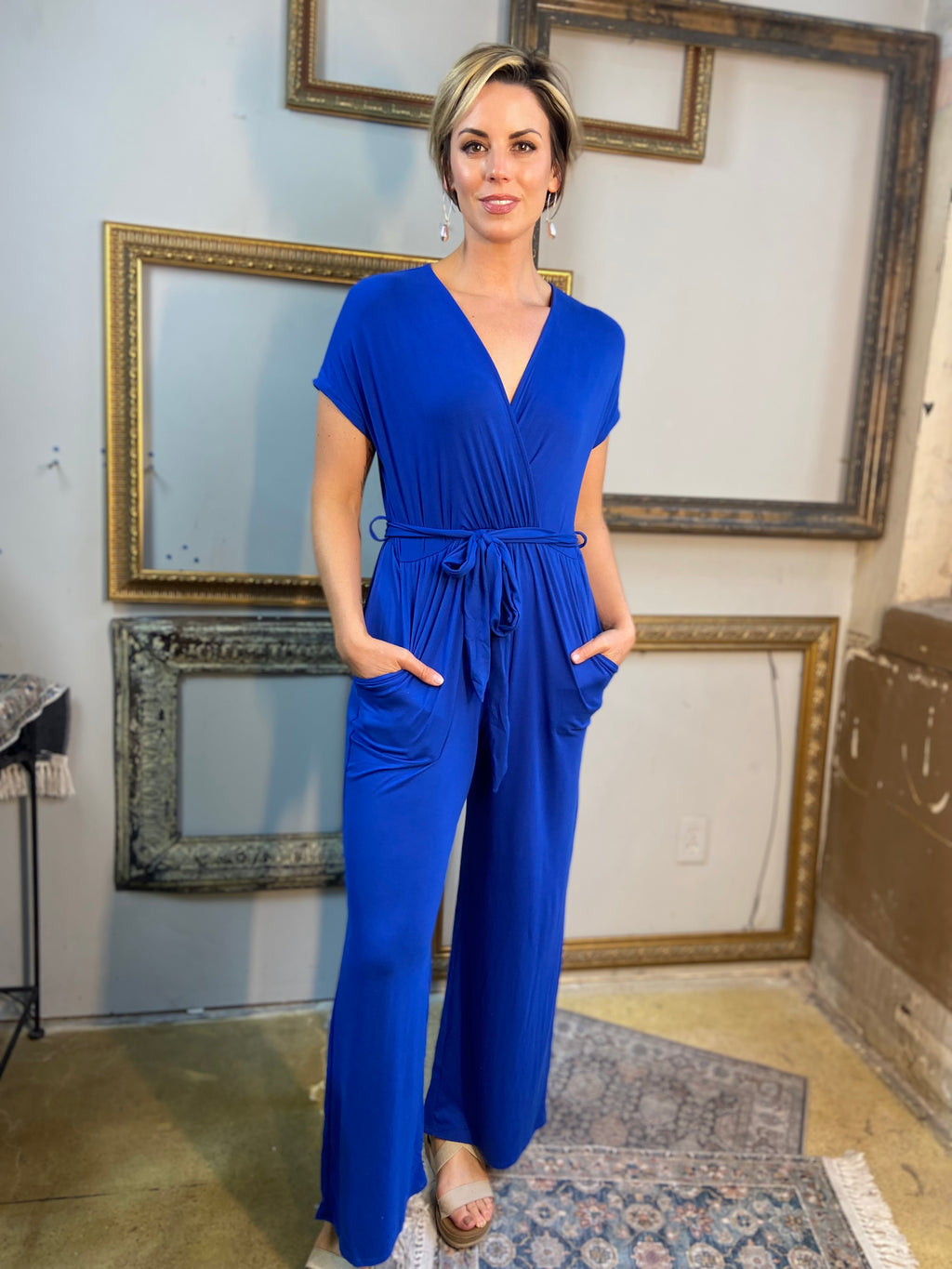 Calista Royal Blue Belted Jumpsuit