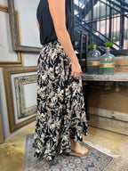 Mae Black Pattern Maxi Skirt