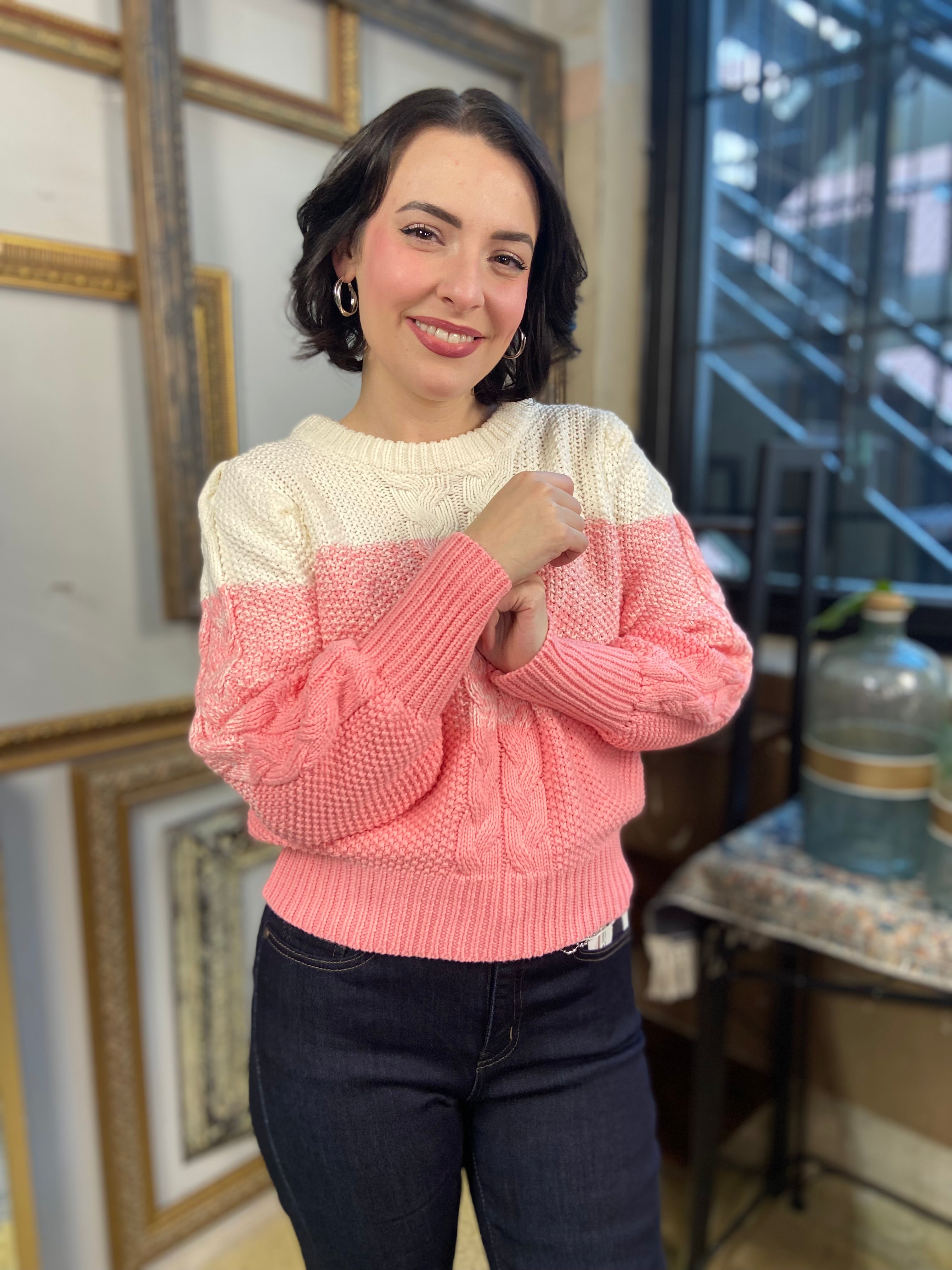 Freya Pink Stripe Knit Sweater