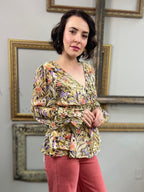Ezra Olive Floral Pattern Long Sleeve Blouse - MK Threads Boutique