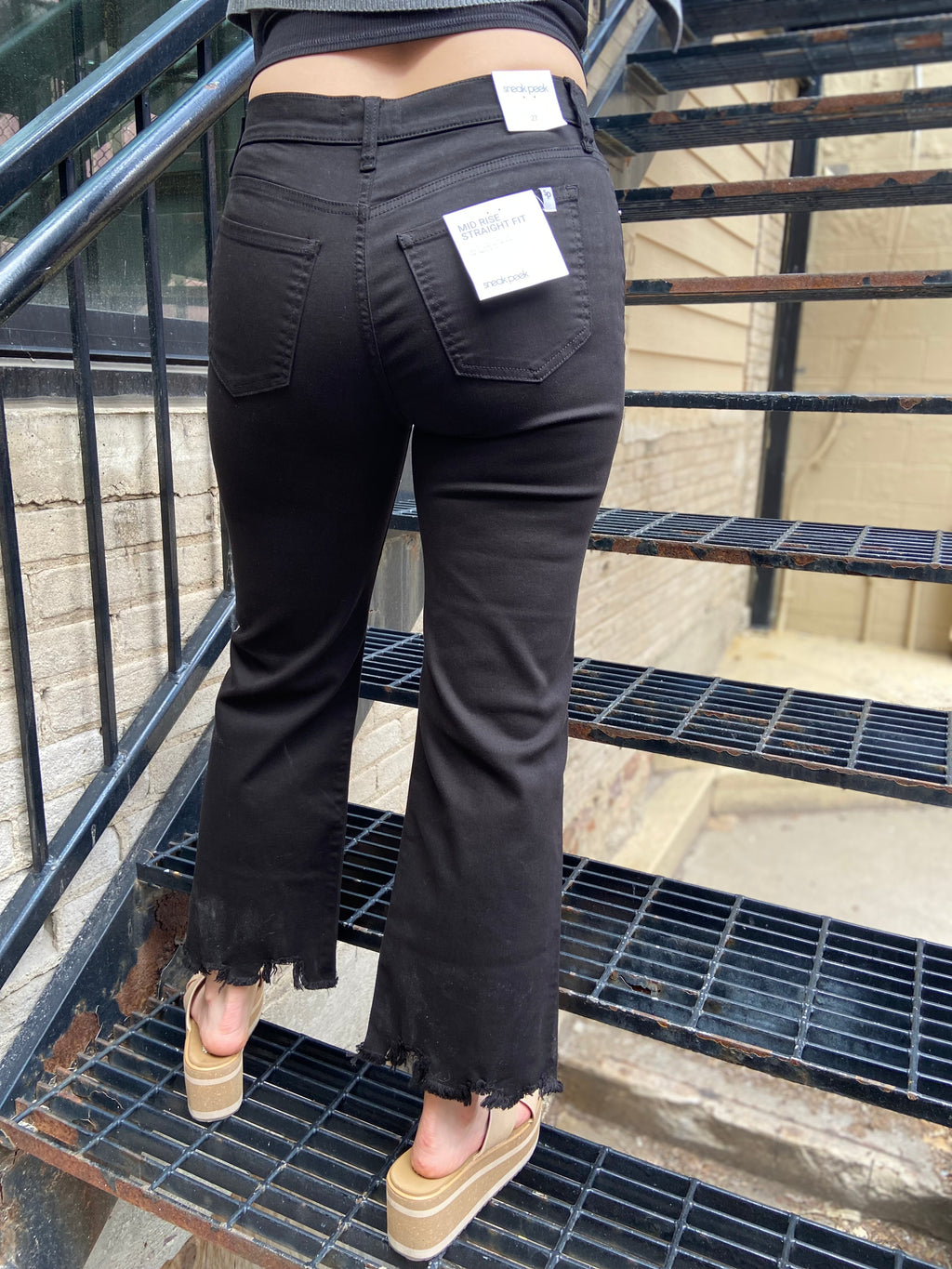 Vallie Black Mid Rise Cropped Sneak Peek Jeans