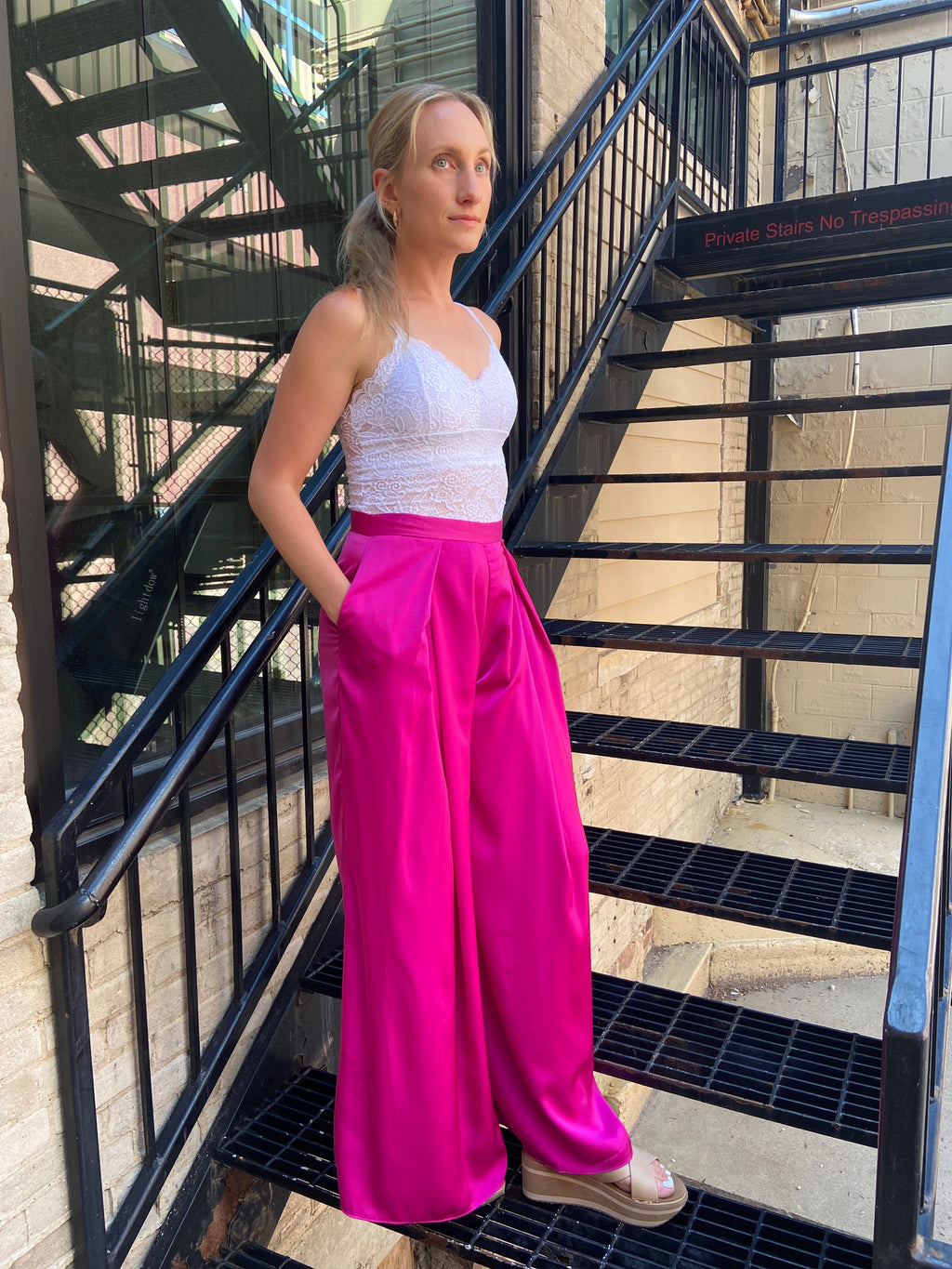 Braylee Fuchsia Wide Leg Pants