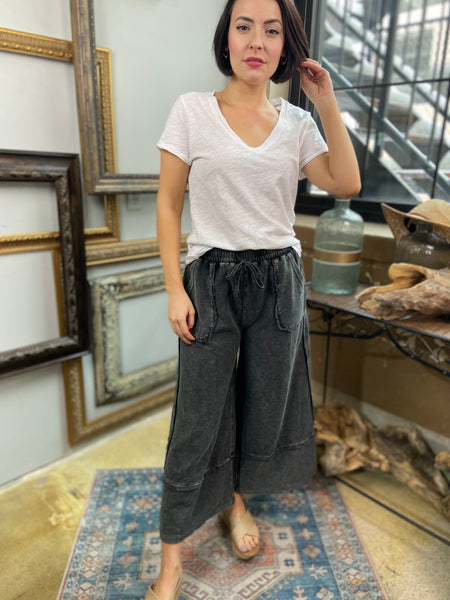 Micah Black Mineral Wash Palazzo Pants