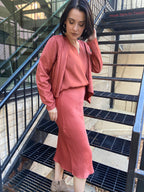 Lisa Marsala Satin Midi Skirt