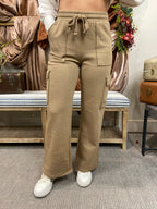 Perry Mocha Cargo Wide Leg Risen Sweat Pants
