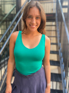 Alisha Green Double Layered V Neck Tank Top - MK Threads Boutique