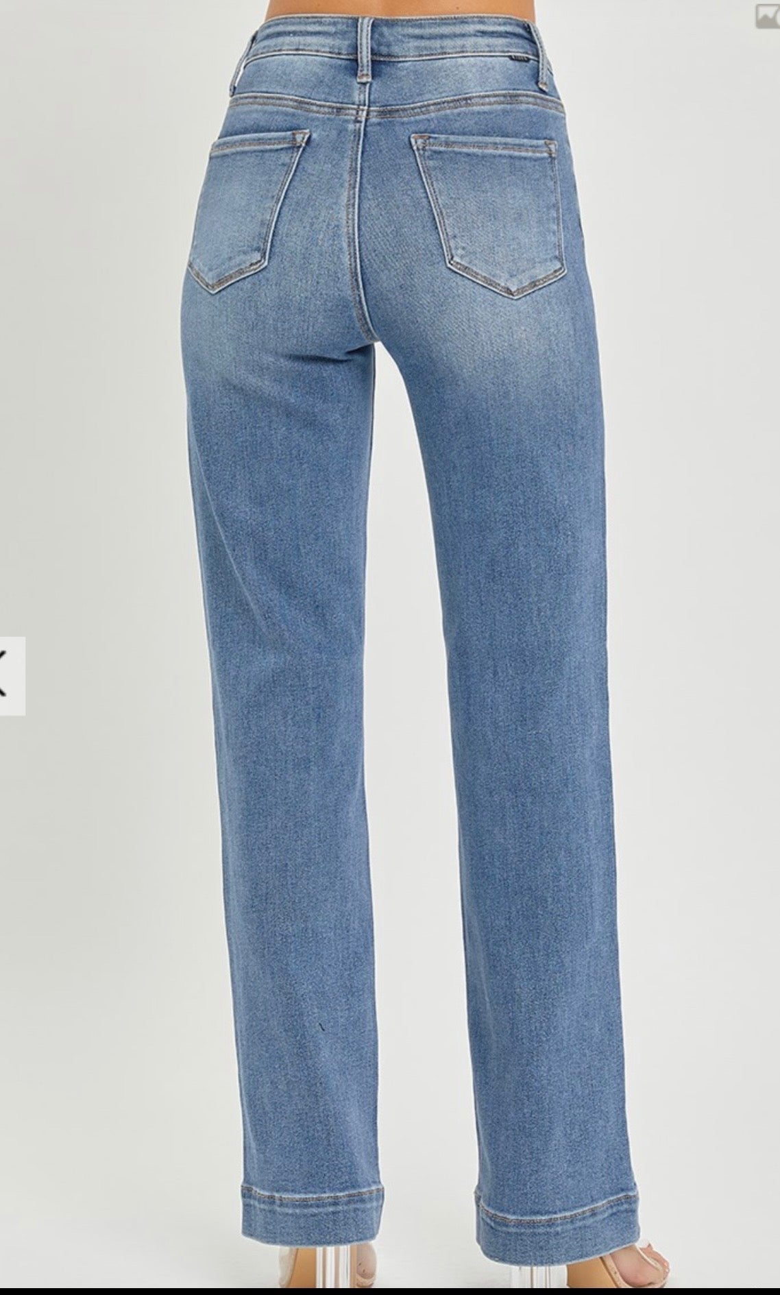 Belle Medium High Rise Straight Risen Jeans