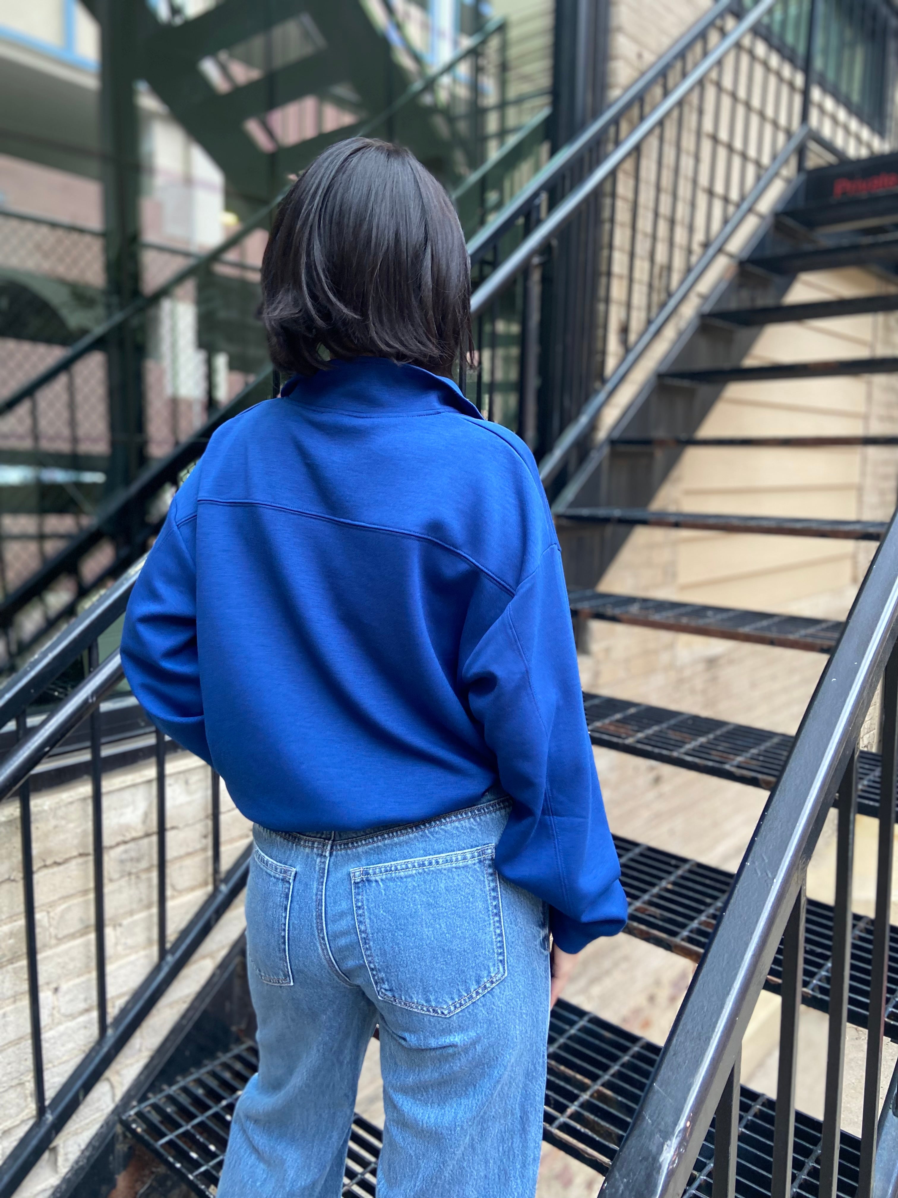 Colette Light Navy Scuba Half Zip Sweater