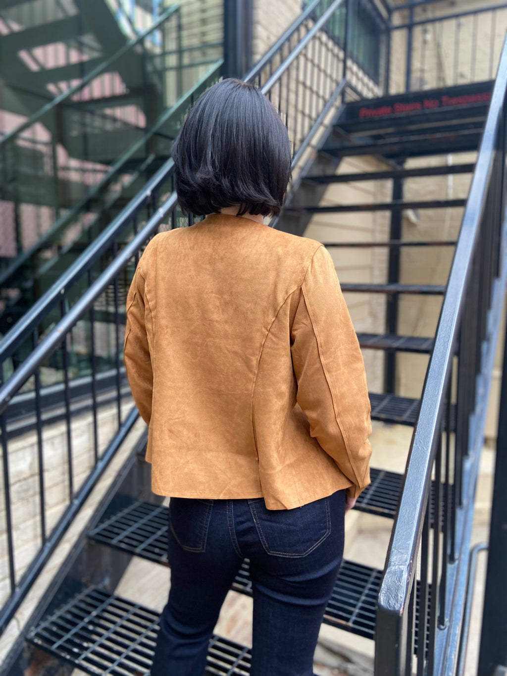 Azalia Cashew Suede Open Crop Jacket