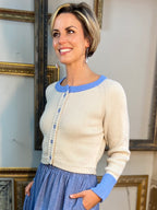 Joe White Cardigan With Blue Details