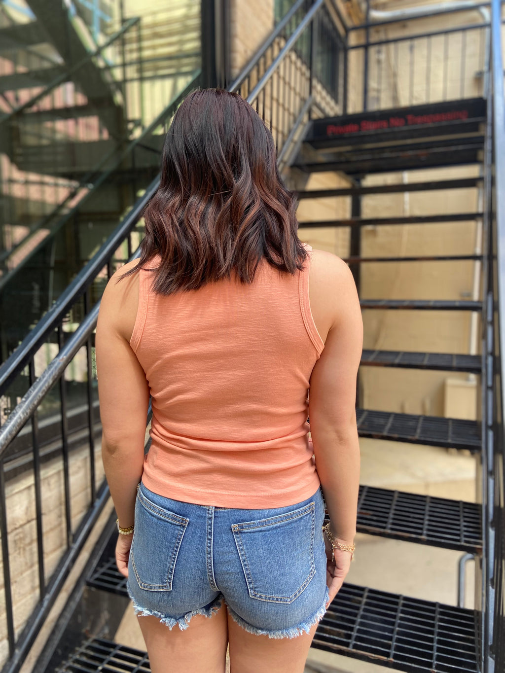 Scarlett Apricot Solid Crew Neck Tank Top