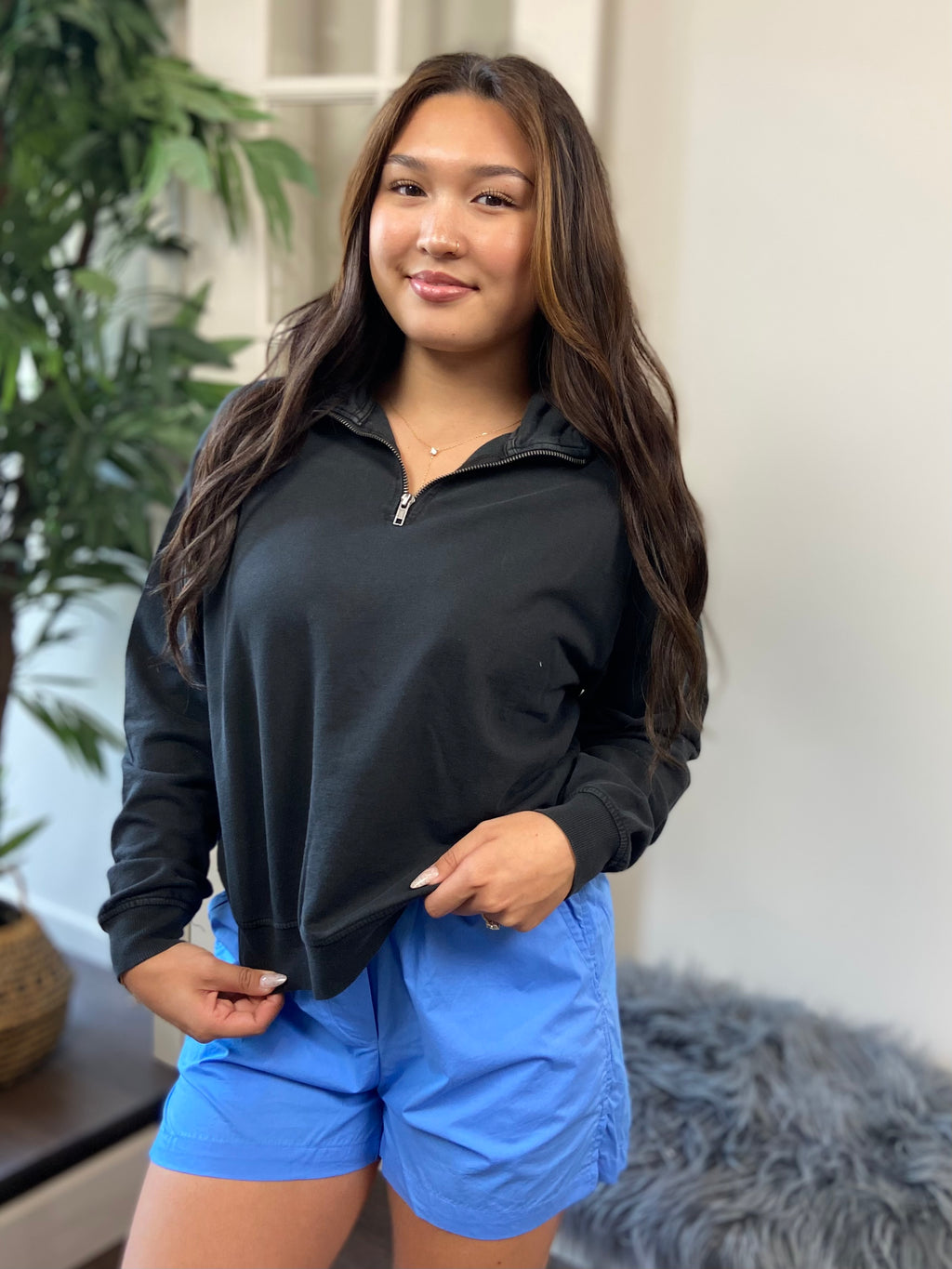 Alani Black Half Zip Sweater - MK Threads Boutique