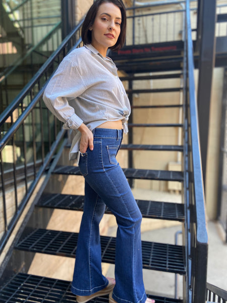 Nessa Sneak Peek Mid Rise Flare Jeans