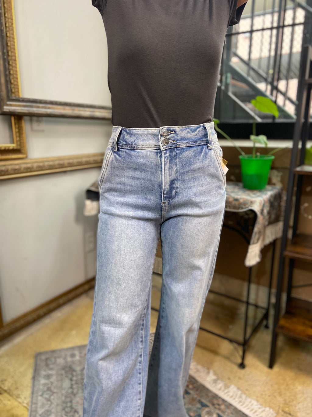 Sally Light Wash High Rise Wide Leg Risen Jeans - MK Threads Boutique
