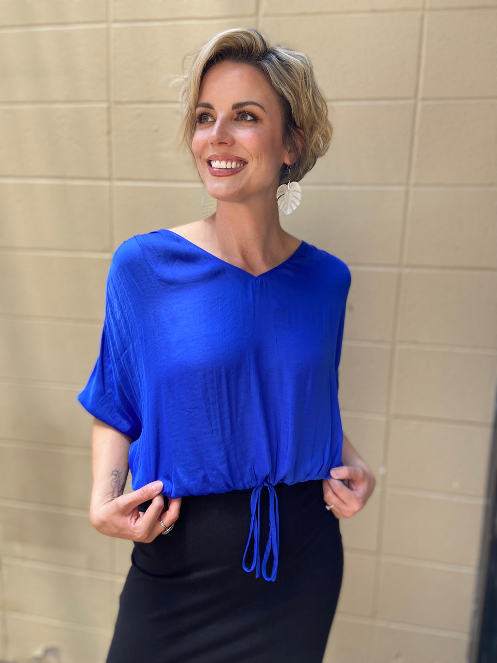 Cam Blue Open Back Blouse - MK Threads Boutique
