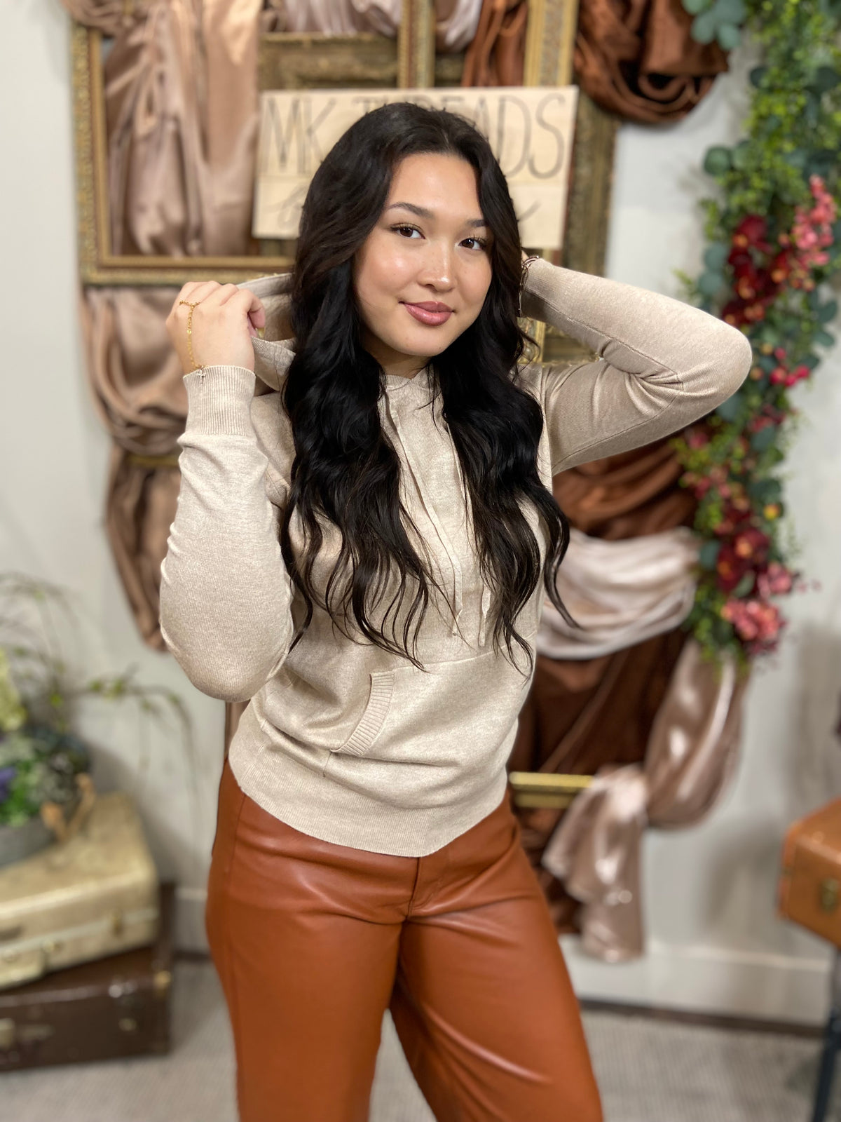 Nancy Khaki Hooded Sweater